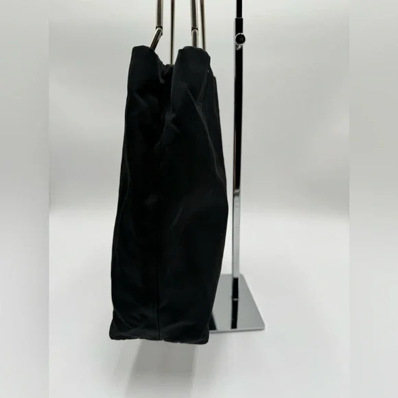 Prada - Authentic - Black Canvas & Leather Shoulder Bag with Metal Handles - Picture 3 of 16